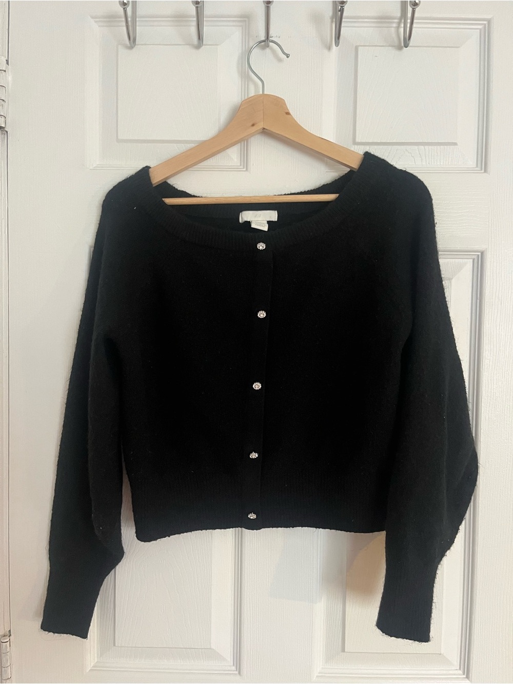 H&M Black Fake Button-Front Women's short Cardigan Sweater